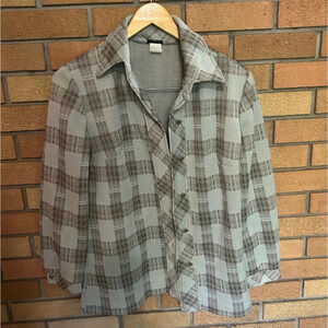 Vintage Stage 7 Plaid Grey Blazer Jacket Long Sleeved Collared Women’s